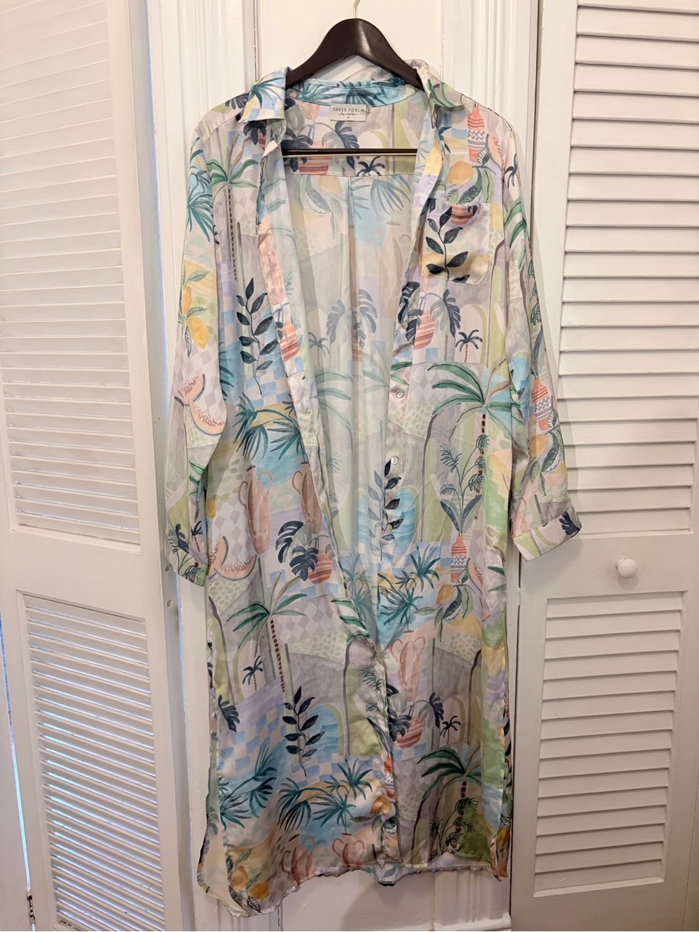 Dress Forum Pastel Tropical Maxi Shirt Dress